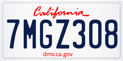 CA license plate 7MGZ308