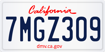 CA license plate 7MGZ309