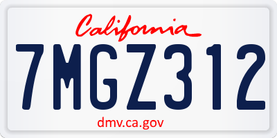 CA license plate 7MGZ312