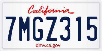 CA license plate 7MGZ315