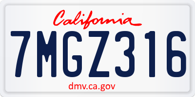 CA license plate 7MGZ316