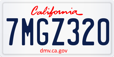CA license plate 7MGZ320