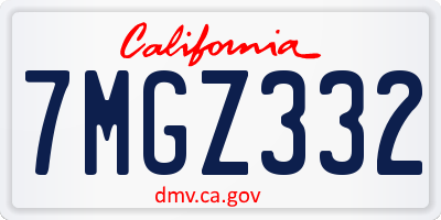 CA license plate 7MGZ332