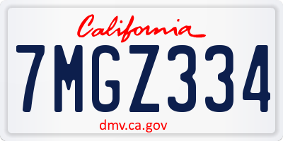 CA license plate 7MGZ334