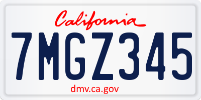 CA license plate 7MGZ345