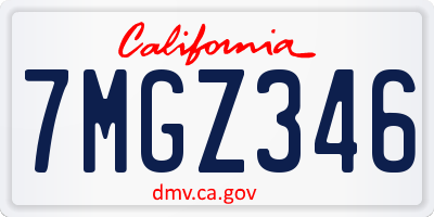 CA license plate 7MGZ346