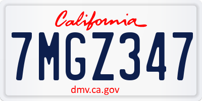 CA license plate 7MGZ347