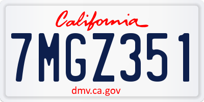CA license plate 7MGZ351