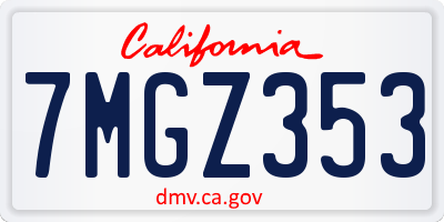 CA license plate 7MGZ353