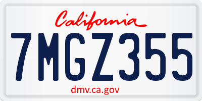 CA license plate 7MGZ355