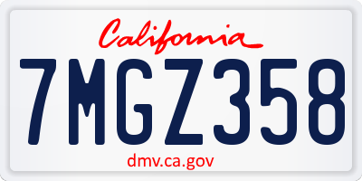 CA license plate 7MGZ358