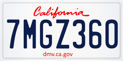 CA license plate 7MGZ360