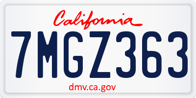 CA license plate 7MGZ363