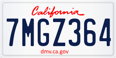 CA license plate 7MGZ364