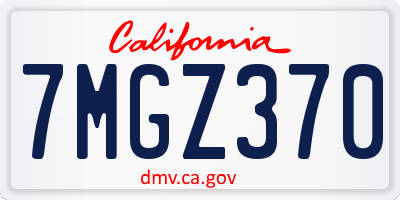 CA license plate 7MGZ370