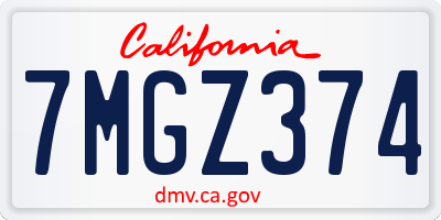 CA license plate 7MGZ374