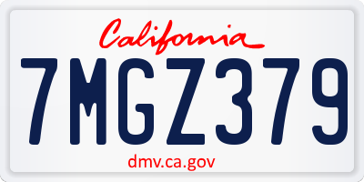 CA license plate 7MGZ379