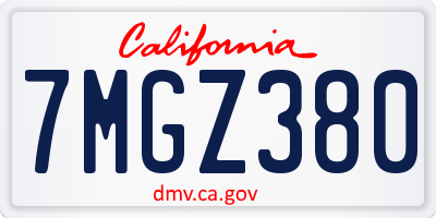 CA license plate 7MGZ380