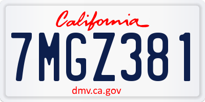 CA license plate 7MGZ381