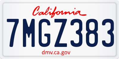 CA license plate 7MGZ383