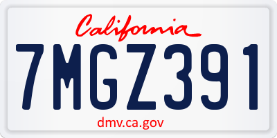 CA license plate 7MGZ391