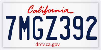 CA license plate 7MGZ392