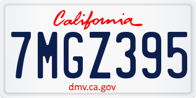 CA license plate 7MGZ395