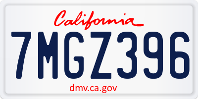 CA license plate 7MGZ396
