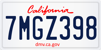 CA license plate 7MGZ398