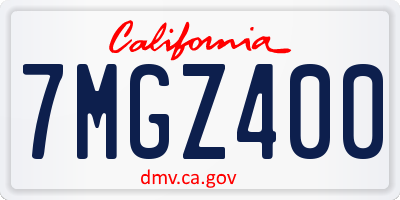 CA license plate 7MGZ400