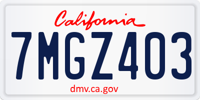 CA license plate 7MGZ403