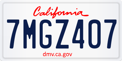 CA license plate 7MGZ407