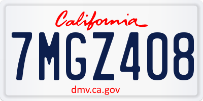 CA license plate 7MGZ408