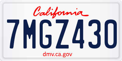 CA license plate 7MGZ430