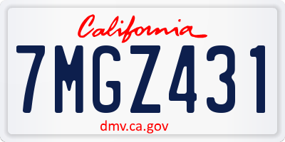 CA license plate 7MGZ431