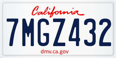 CA license plate 7MGZ432