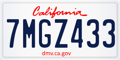 CA license plate 7MGZ433