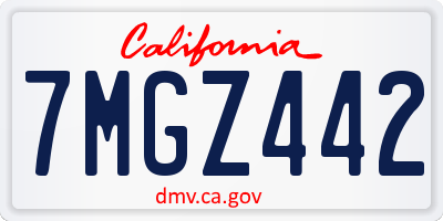 CA license plate 7MGZ442