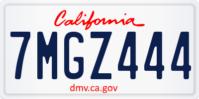 CA license plate 7MGZ444
