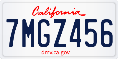 CA license plate 7MGZ456