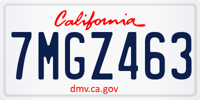 CA license plate 7MGZ463