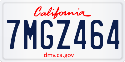 CA license plate 7MGZ464
