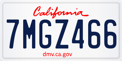 CA license plate 7MGZ466
