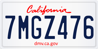 CA license plate 7MGZ476