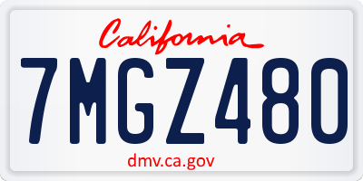 CA license plate 7MGZ480