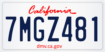 CA license plate 7MGZ481