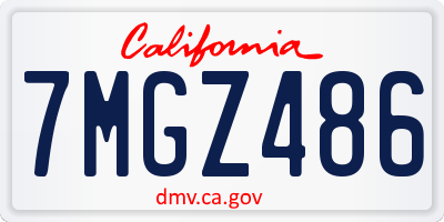 CA license plate 7MGZ486