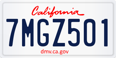 CA license plate 7MGZ501