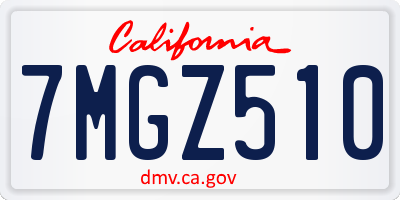 CA license plate 7MGZ510