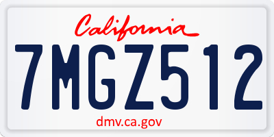CA license plate 7MGZ512